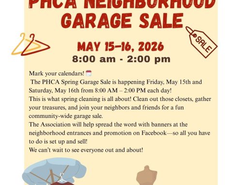 PHCA Spring Garage Sale 5/15 & 5/16